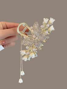 1 Pieza Pinza Para El Pelo Con Decoración De Diamantes De Imitación En Forma De Hoja - Multicolor - Ver 3