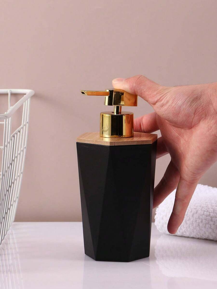 1pc Black & Gold Soap Dispenser Pump Bottle For Shower Gel, Shampoo, Conditioner - Multicolor - View 1