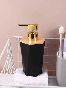 1pc Black & Gold Soap Dispenser Pump Bottle For Shower Gel, Shampoo, Conditioner - Multicolor - View 4