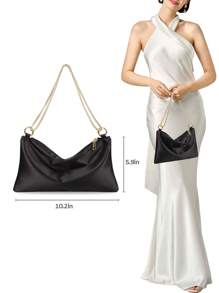 1 Peça Bolsa de Mão para Noite em Cetim para Mulheres, Bolsa de Mão Formal para Casamento, Formatura, Festa de Coquetel, com 2 Alças de Corrente Destacáveis