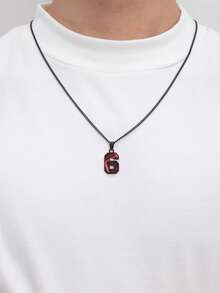 1款足球球衣號碼0-99朋克風不銹鋼紀念吊墜項鍊 - 黑色 - 查看 9