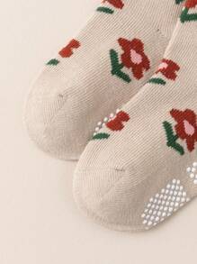 6pairs Sweet Style Anti-Slip Baby Socks For Toddler Girls, Soft & Seamless Children Home Socks