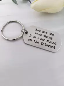 1入組「你是我在網路上找到的最好的東西」鑰匙圈,送給夫婦或男友的禮物,適合掛在襪子上的小禮物 - 銀色 - 查看 1