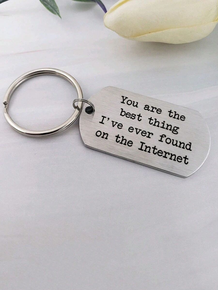 1入組「你是我在網路上找到的最好的東西」鑰匙圈,送給夫婦或男友的禮物,適合掛在襪子上的小禮物 - 銀色 - 查看 1
