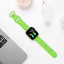 1pc Fashion Casual Silicone Butterfly Buckle Watch Band, Compatible With Apple Watch 38mm 40mm 41mm 45mm 46mm 44mm 42mm 49mm, Soft, Comfortable, Waterproof Wristband Suitable For Ultra Series SE 8/7/6/5/4/3/2/1 Replacement Straps - New Green - View 3