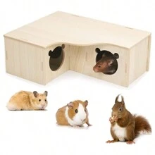 Wooden Hamster House With Three Rooms - Apricot - View 1