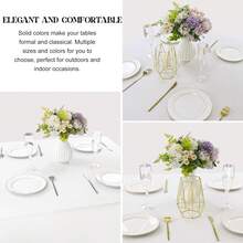 6pcs/pack White Square Tablecloth, 52 X 52 Inch, Anti-stain Anti-wrinkle Washable Polyester Table Cover Decorative Cloth, For Wedding Restaurant Kitchen Party - White - View 7