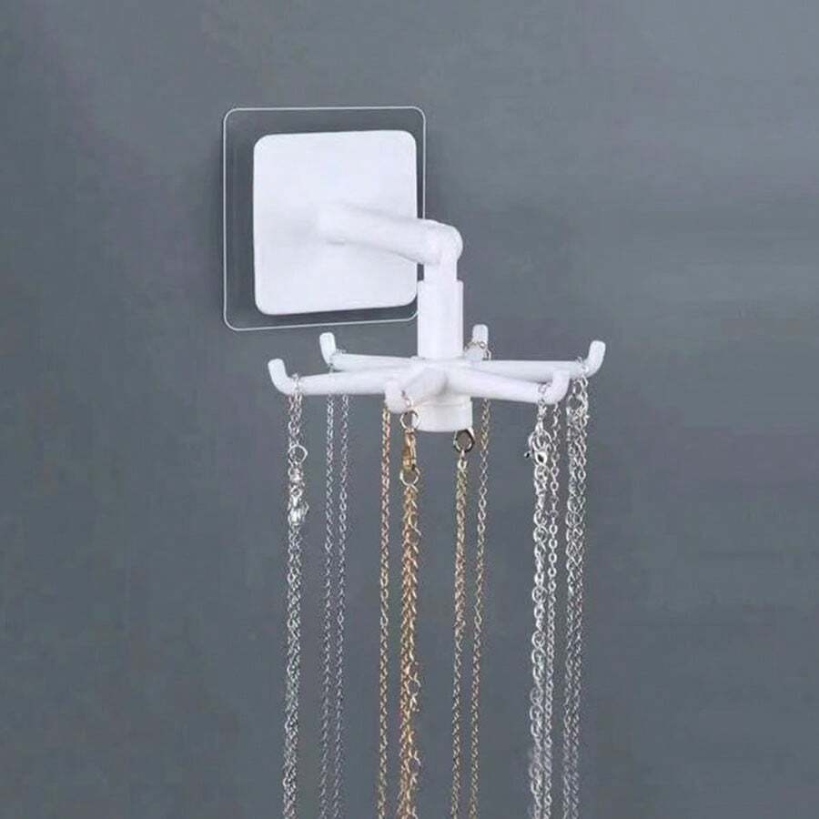 5入組自粘項鍊掛架,旋轉6爪掛鉤首飾架,無需鑽孔