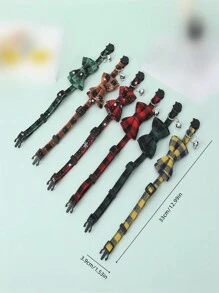 1入組黑色和紅色尼龍聖誕系列寵物項圈,雪花蝴蝶結狗項圈貓狗項圈,適用於室內外使用 - 紅色 - 查看 2