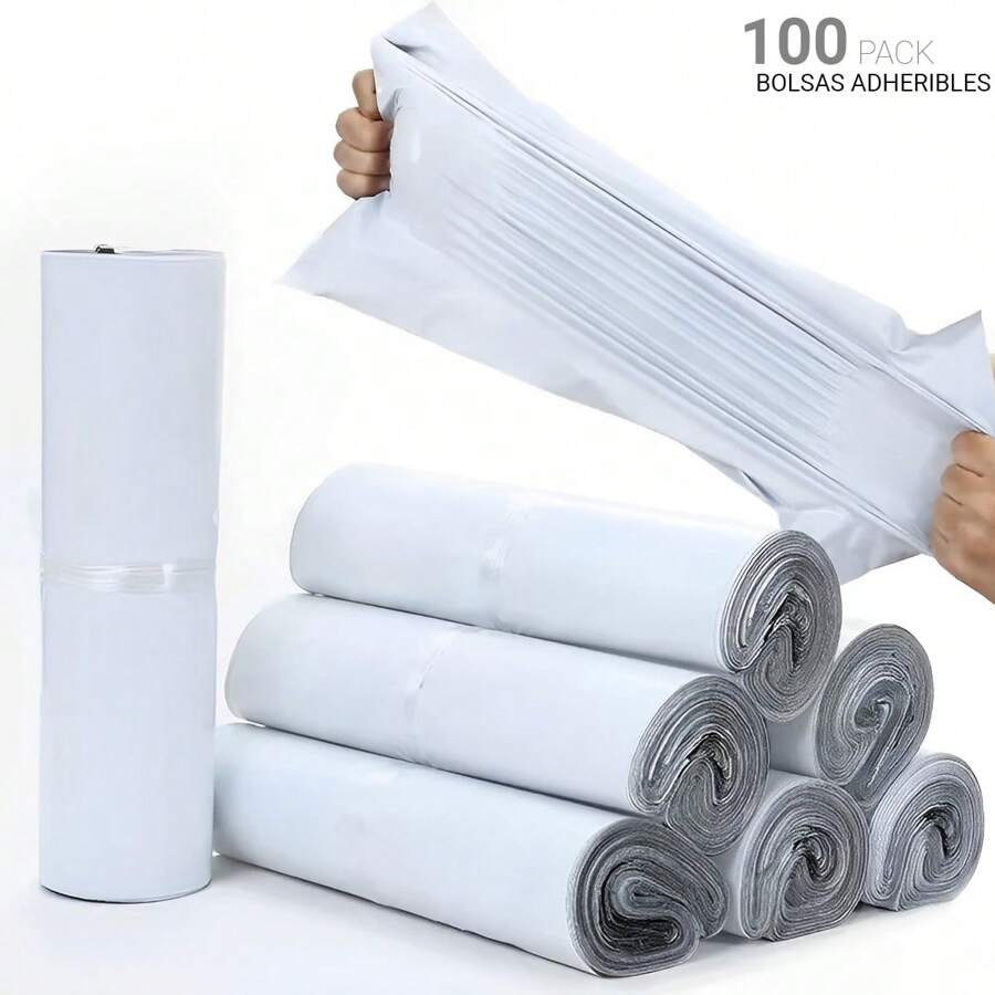 100 Bolsas Sobre Mensajeria Paqueteria Envio 30x40 Cm - Blanco - Ver 1