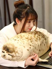 逼真小海獅毛絨玩具小海豹沙發墊臥室床頭睡枕毛絨動物娃娃超柔軟母親生日禮物