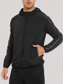 男士輕便防水雨衣外套,可收納連帽防風外套,適用於徒步旅行戶外運動男子健身服裝