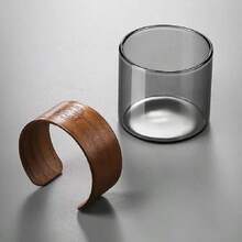 6 Pieces/Set Of High Borosilicate Glass Small Tea Cups For Home Reception, Ash Glass Tea Cups, Walnut Ring Insulated Tea Cups - Transparent - View 7