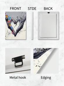 1 Pc Love Graffiti Framed Canvas Wall Art Poster Abstract Couple Modern Wall Decor Painting Picture for Bedroom Living Room Dorm Decor Ready to hang - Multicolor - View 5