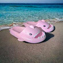 Shark Sandals For Girls. Sharky Shark Flip Flops For Girls. EVA Sandals, Comfortable And Light With Non-Slip Sole. - Pink - View 1