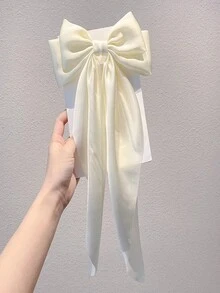 2023 New Arrival Tassel Hair Clip Headwear For Women With Superiority, Big Bowknot And Spring Clip Design, Suitable For Daily Use - Beige - View 2