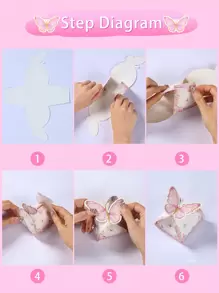 12个紫色蝴蝶造型糖果盒，适用于生日、婚礼、节日派对礼品包装 - 彩色 - 查看 5