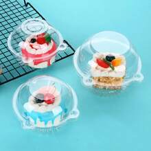 100pcs Reusable Transparent Plastic Cake Packaging Box, Cookie And Donut Round Box, Dessert And Biscuit Packing Box For Baking - Clear - View 4