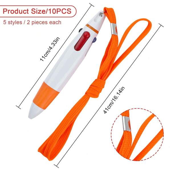 10 Pcs Pen on a Rope Neck Pens Lanyard Shuttle Wide Body Retractable