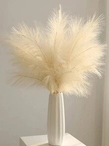 2pcs Faux Pampas Grass Large Fluffy Artificial Flower Boho Decor Bulrush Reed Grass-Vase For Home, Wedding Decor Beige - Beige - View 1