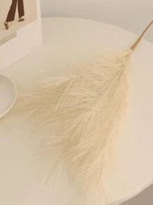 2pcs Faux Pampas Grass Large Fluffy Artificial Flower Boho Decor Bulrush Reed Grass-Vase For Home, Wedding Decor Beige - Beige - View 4