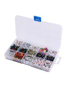 珠寶製作diy 15網格混合字母珠子容器套裝,珠寶配件手鍊diy材料套裝珠子補給品