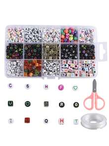 珠寶製作diy 15網格混合字母珠子容器套裝,珠寶配件手鍊diy材料套裝珠子補給品