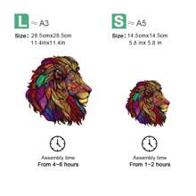 成人印象木质拼图狮子形动物拼图不对称拼图生日礼物圣诞礼物独特礼物 - 杏色 - 查看 4