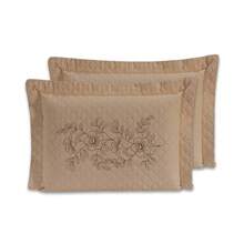 2 Pillowcases With Ultrasonic Quilted EMBROIDERY 70cmx50cm - Khaki - View 2