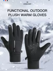 1 Cặp Găng tay đạp xe thể thao ngoài trời Unisex chống trượt ấm áp màn hình cảm ứng chống gió và chống nước, thích hợp cho việc đạp xe ngoài trời và đi làm để giữ ấm - màu đen - Xem 1