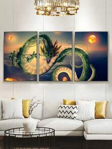 3 cái/bộ tranh sơn dầu Áp phích , Rồng , Vẽ , Thiết kế đơn giản , Nhà  Đồ trang trí , Qủa tặng Đối với Bạn , Đối với Phòng khách , Phòng ngủ , Văn phòng , Phòng bếp Nhà hàng Treo tranh Trang trí , Không thấm nước Bức tranh , In , Tác phẩm nghệ thuật , Khung trang trí - nhiều màu - Xem 9