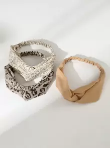 3 pezzi Set di fasce per capelli da donna con stampa leopardata e incrocio, adatte per uso quotidiano/invernale, fascia per capelli, turbante, fascia per sudore, per scuola, università, fasce per capelli