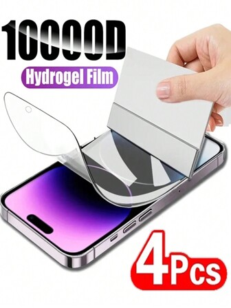 4pcs Full Screen Hydrogel Film Screen Protector Compatible With IPhone 15 14 Plus 13 Mini 12 11 Pro XR XS X MAX