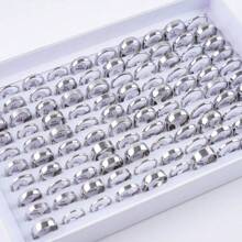 10pcs/pack Fashionable Simple Stainless Steel Flat Plain Band Ring (2/4/6/8mm) Suitable For Men, Engagement, Wedding, Party Gift