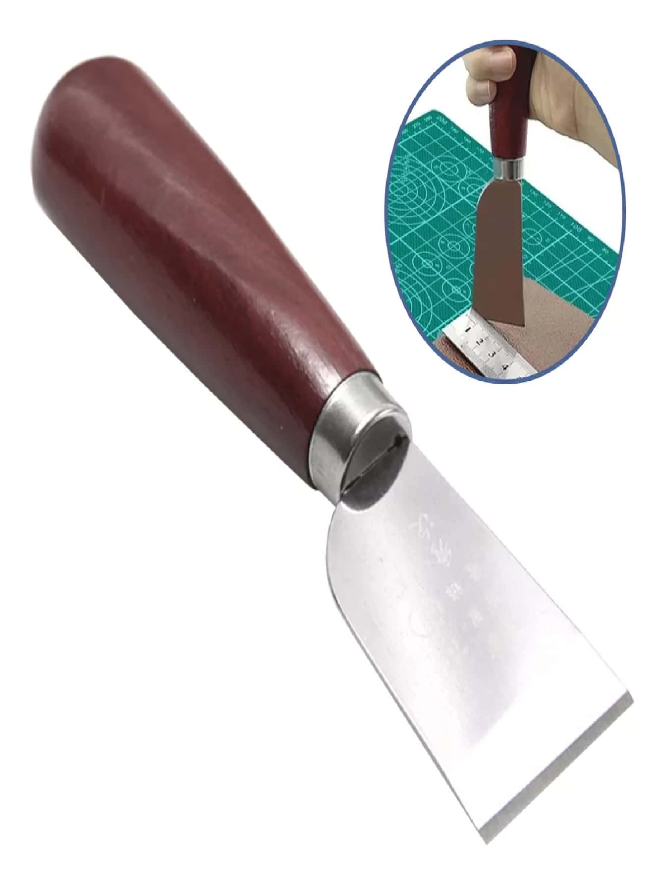 Faca Cortar Couro Japonesa Chanfra Desbaste Artesanato 35mm - Marrom - Visão 1
