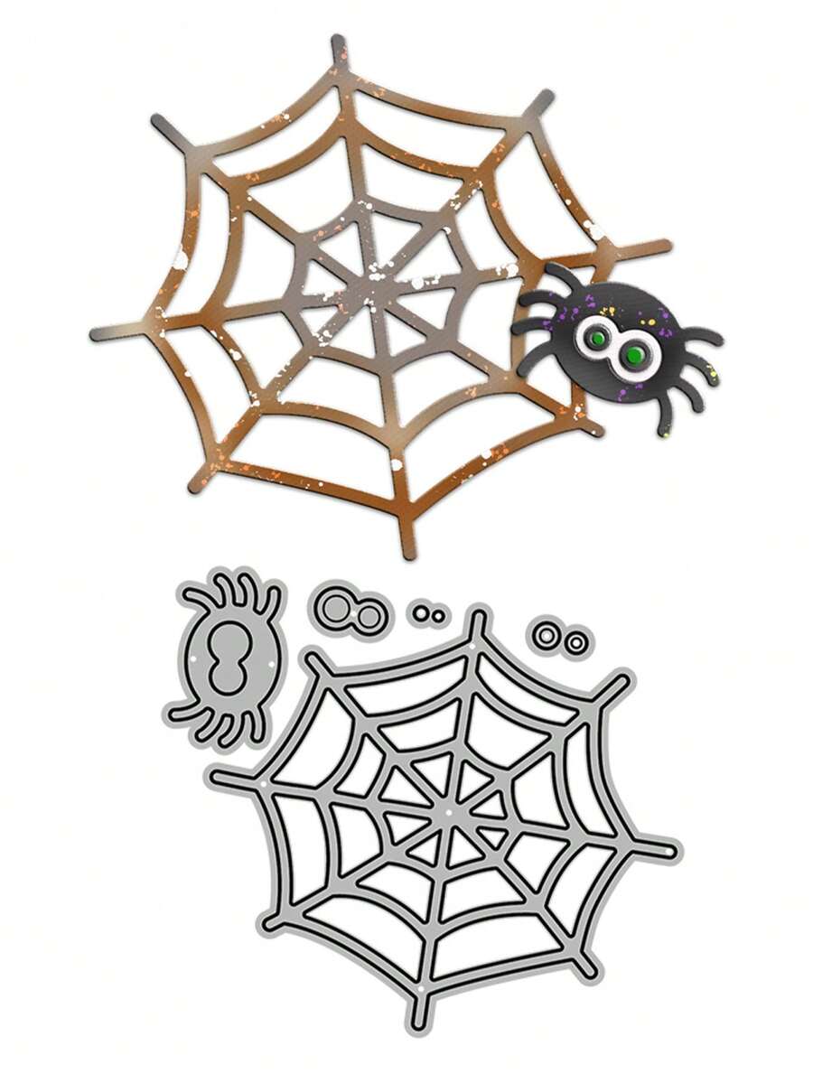 可愛蜘蛛網圖案金屬切割模具,用於裝飾手工 Diy 剪貼簿、紙卡、相簿、禮品、賀卡和感謝卡 - 銀色 - 查看 1