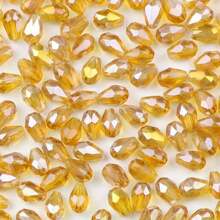 100 Piezas 4x6mm Abalorios De Cristal En Forma De Lágrima Con Agujero Recto Para Hacer Joyas, Revestimiento De Color Ab - 4x6mm - Ver 9