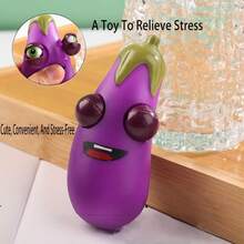 4pcs Interesting Eggplant Decompression Toy Squeeze Toy Novelty And Interesting Decompression Toy - Purple - View 1