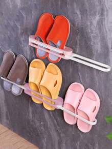 1個粉色可折疊鞋架,無需打孔鞋架,簡單加厚pp毛巾架,衣櫥圍巾收納架,節省空間架,浴室廚房掛鉤。