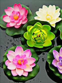 28cm/18cm/10cm漂浮人造莲花假植物DIY睡莲仿真荷花家居花园庭院池塘鱼缸装饰摆件微景观复活节 - 粉色 - 查看 10