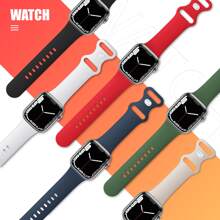 6 dây đeo đồng hồ thể thao bằng silicon mềm chống nước, tương thích với Apple Watch 41mm, 40mm, 38mm, 45mm, 44mm, 46mm, 42mm, 49mm, phù hợp với Ultra, SE, Series 10, 9, 8, 7, 6, 5, 4, 3, 2, 1 - Nhiều màu - Xem 3