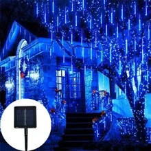 1套 Led 太陽能流星雨燈,防水花園燈,30/50cm 8 管,適用於戶外裝飾,適用於感恩節、聖誕節、萬聖節、婚禮、聖誕樹等 - 藍色 - 查看 7