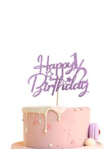 1pc Happy1/2birthday Cake Topper Decoration For Birthday Party - Mauve Purple - View 1