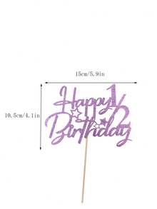 1pc Happy1/2birthday Cake Topper Decoration For Birthday Party - Mauve Purple - View 2