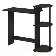 Compact Computer Desk With Shelves, Student Computer Table Home, Office Desk With Storage, Laptop Desk Easy Assembly, Black/Grey - 黑色 - 查看 3