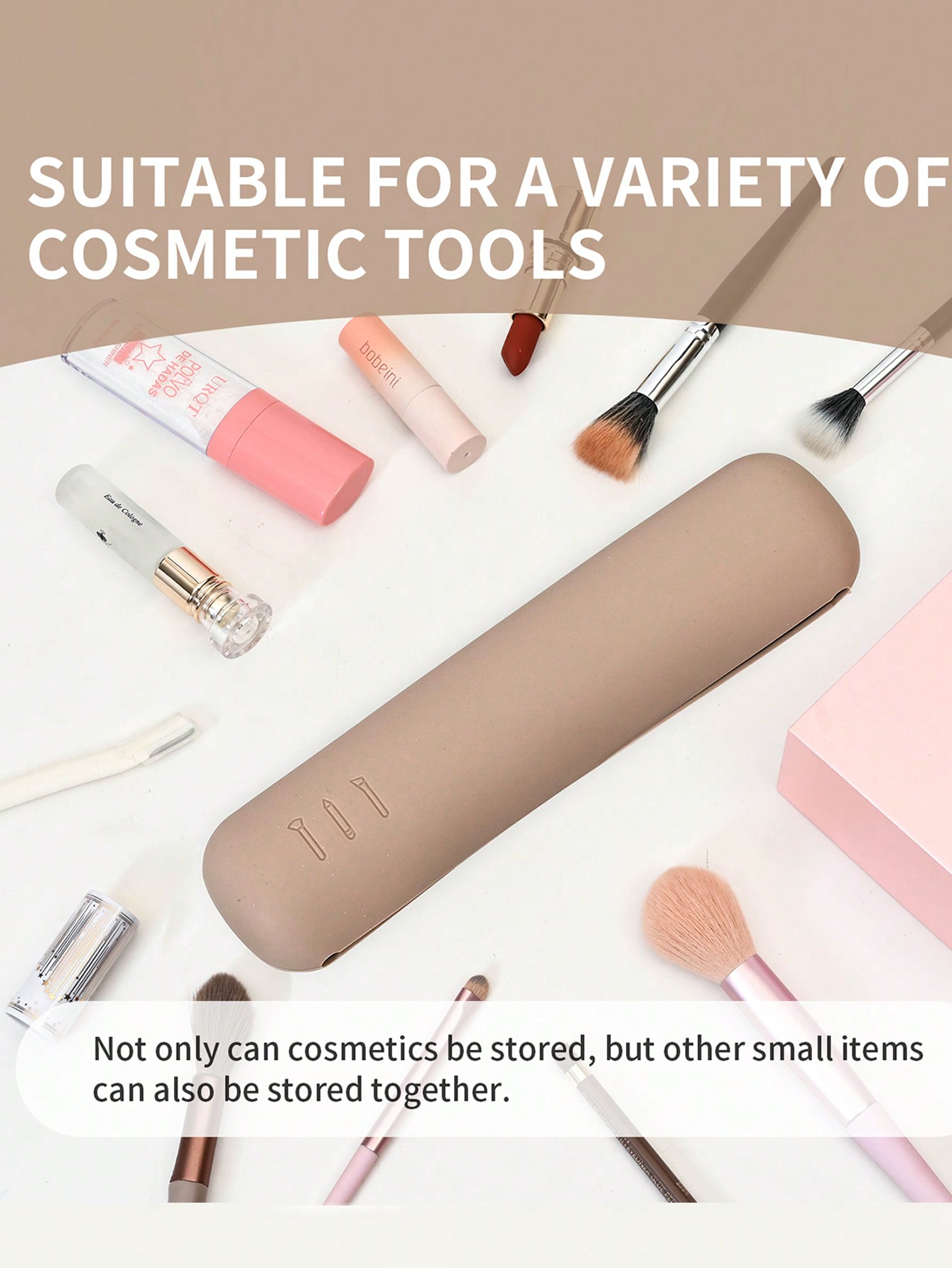 حامل فرش المكياج المحمول من السيليكون - منظم سفر ن...