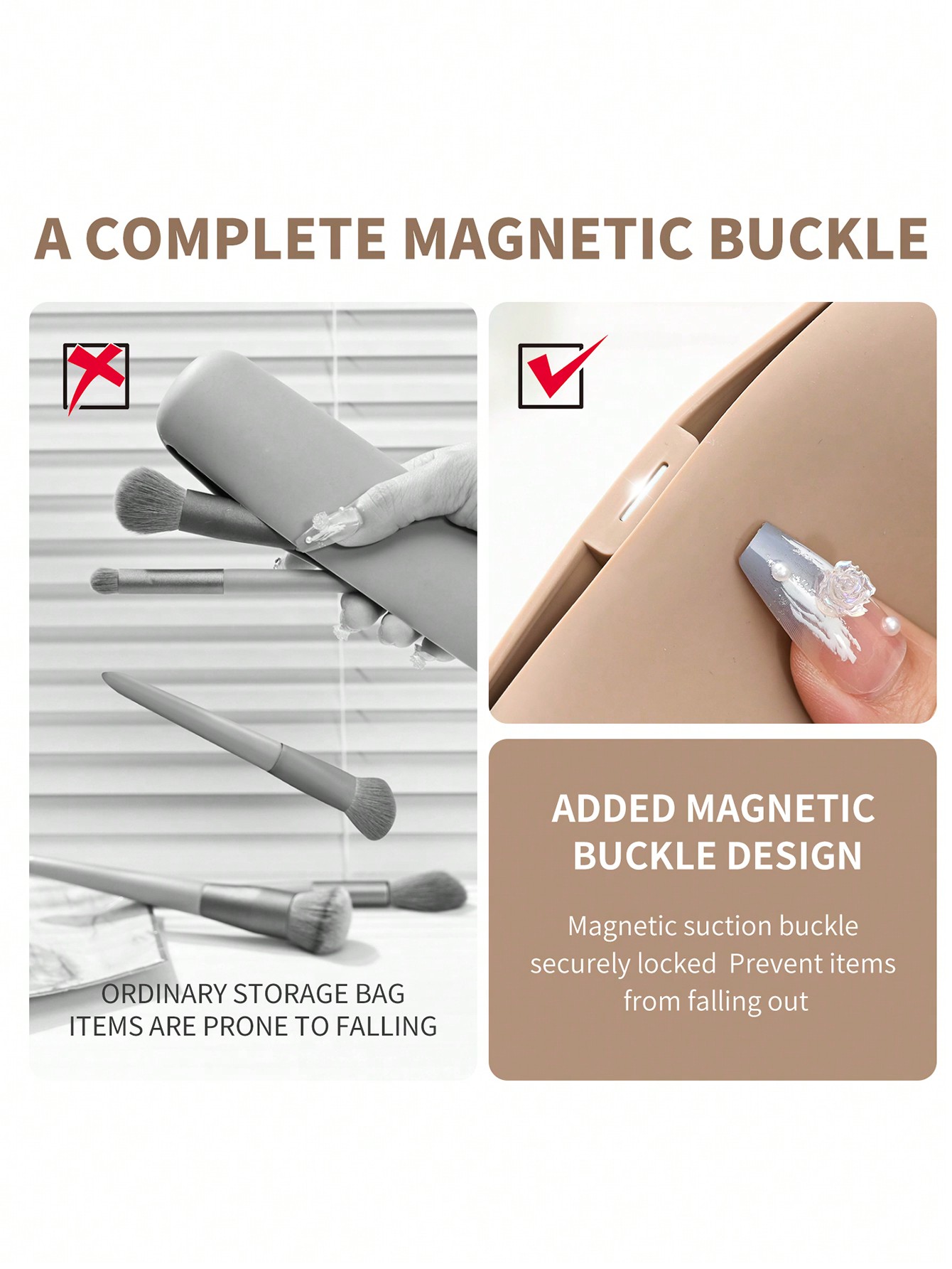 حامل فرش المكياج المحمول من السيليكون - منظم سفر ن...