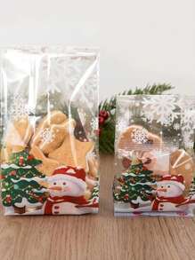 50 个雪人塑料礼品袋糖果饼干烘焙包装袋圣诞装饰 2023 年家居新年 2024 年，圣诞节 - A 款包袋 - 查看 4