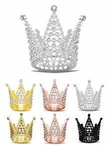 Mini Crown Princess Tiara Headband, Birthday Party Decoration, Alloy Hair Accessory, Gold, For Birthday Party - Silver - View 1