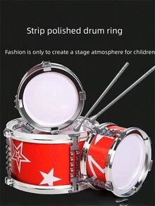 1入組幼兒鼓玩具套裝,包含低音鼓、小军鼓、爵士鼓、打击乐器,互動式玩具 - 紅色 - 查看 3
